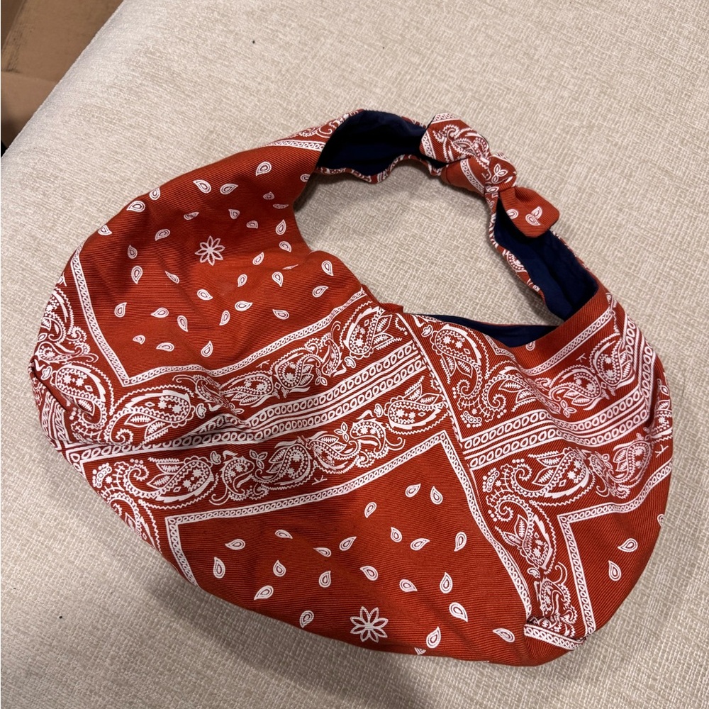 Red and White Scarf with Paisley Design